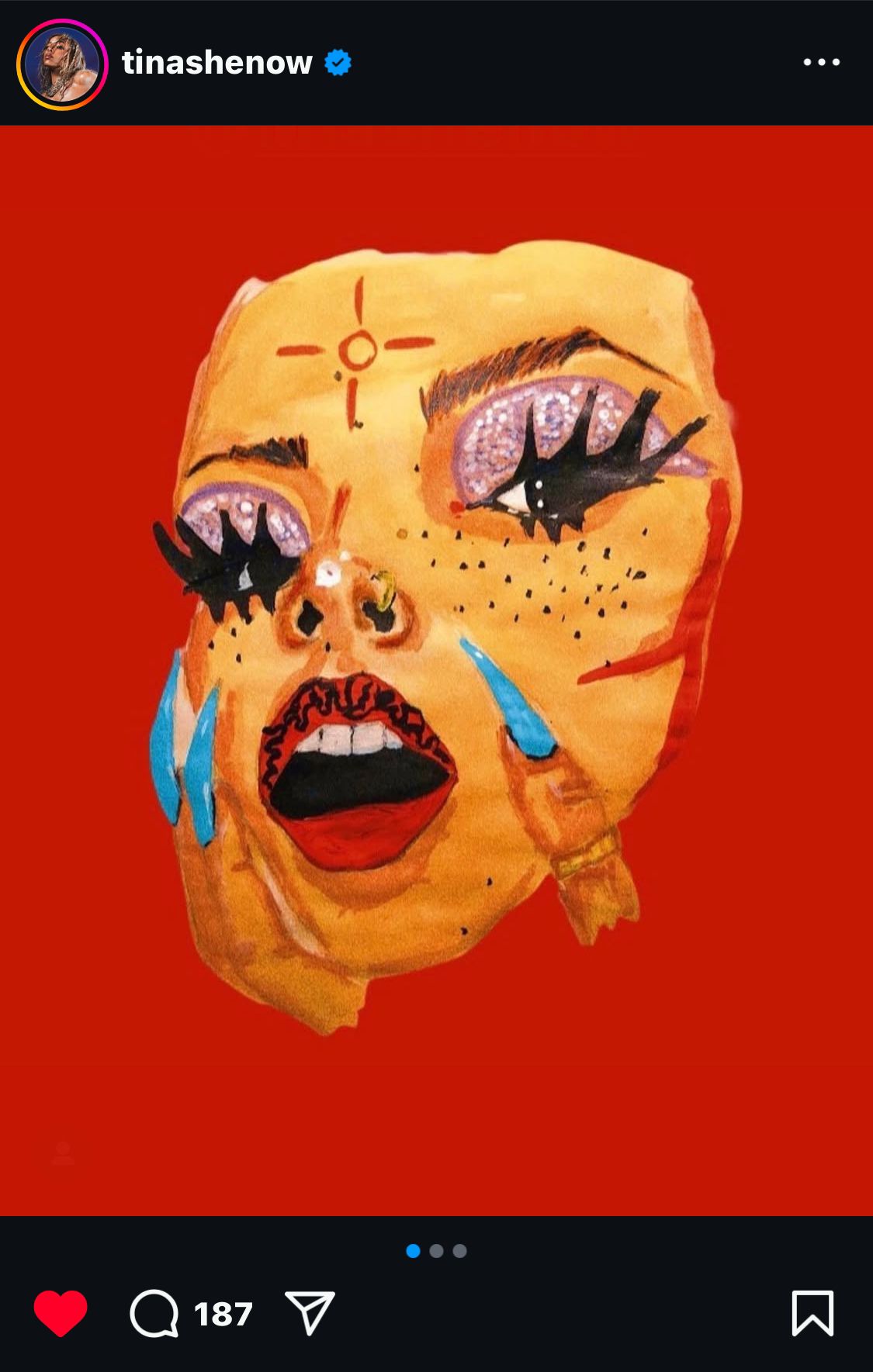 Marina's artwork reposted by Tinashe